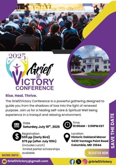 Invitation to Grief to Victory Conference on July 19th, 2025